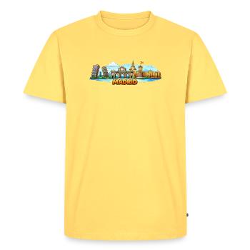 Madrid Skyline City - Men's Premium Organic T-Shirt - sky yellow - Front - AI Model Male 185 dark (185cm)