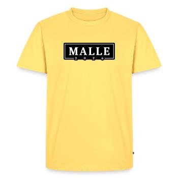 Malle 2026 Mallorca Holidays - Men's Premium Organic T-Shirt - sky yellow - Front - AI Model Male 185 dark (185cm)