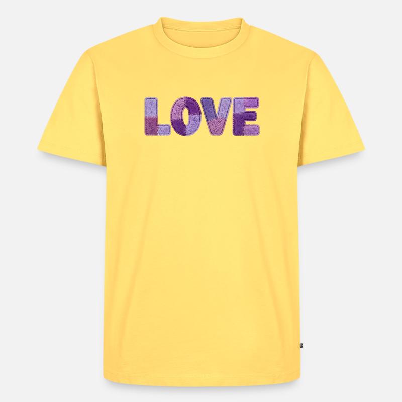 Patchwork Love – Impression tendance - T-shirt Premium bio Homme - jaune pastel