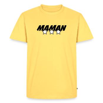 Maman d'Amour - Fête des Mères - T-shirt Premium bio Homme - jaune pastel - Devant - AI Model Male 185 dark (185cm)
