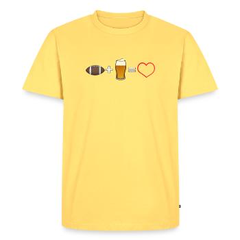 Cœur de la bière du football américain - T-shirt Premium bio Homme - jaune pastel - Devant - AI Model Male 185 dark (185cm)