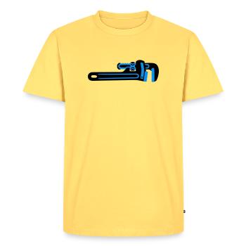 Pipe Wrench Tool Plumber - Men's Premium Organic T-Shirt - sky yellow - Front - AI Model Male 185 dark (185cm)