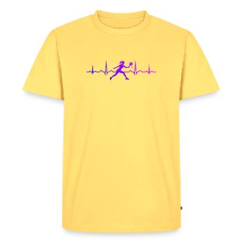 Gift idea for padel club fans with padel accessories - Men's Premium Organic T-Shirt - sky yellow - Front - AI Model Male 185 dark (185cm)