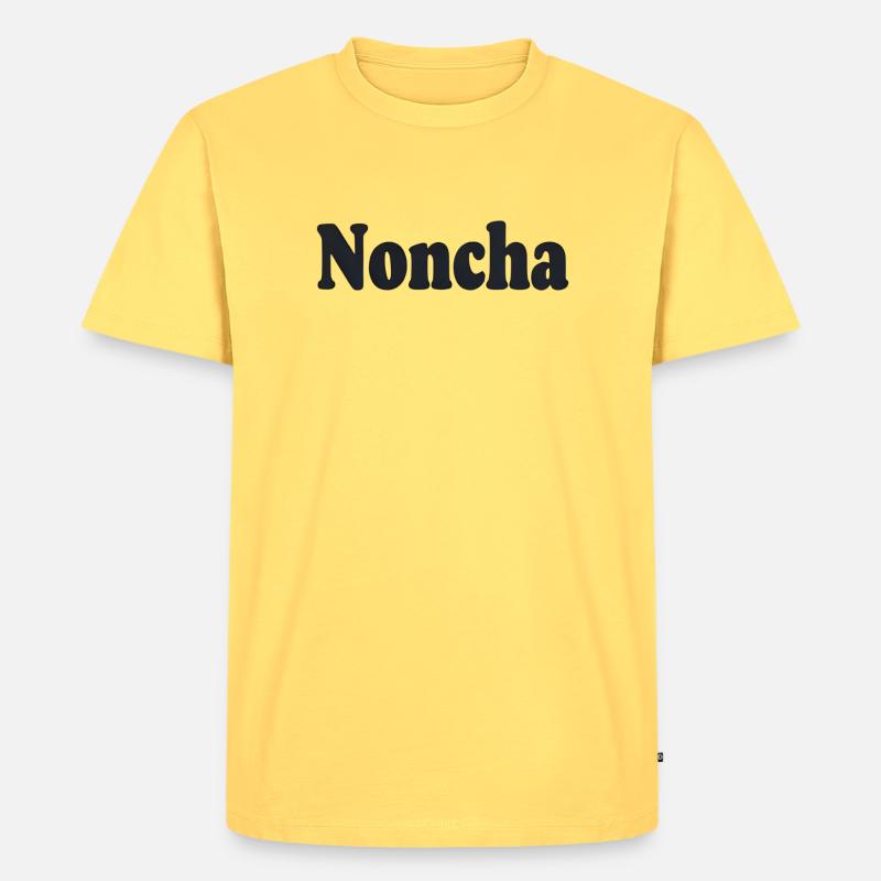 Noncha – Flämisches Textdesign - Männer Premium Bio T-Shirt - Pastellgelb