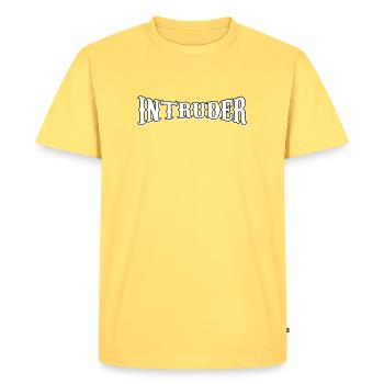 intrus hacker intrus clan sticker ordinateur - T-shirt Premium bio Homme - jaune pastel - Devant - AI Model Male 185 dark (185cm)