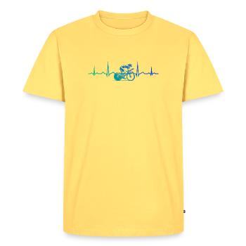 Motif de vélo de route avec une valeur de reconnaissance - T-shirt Premium bio Homme - jaune pastel - Devant - AI Model Male 185 dark (185cm)