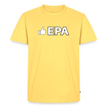 Comme une icône avec du texte EPA - T-shirt Premium bio Homme - jaune pastel - Devant - AI Model Male 185 dark (185cm)