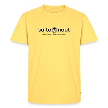Saltonaut - T-shirt Premium bio Homme - jaune pastel - Devant - AI Model Male 185 dark (185cm)
