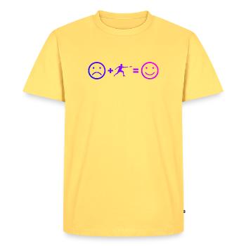 Idée de cadeau pour un joueur de frisbee avec Frisbee - T-shirt Premium bio Homme - jaune pastel - Devant - AI Model Male 185 dark (185cm)