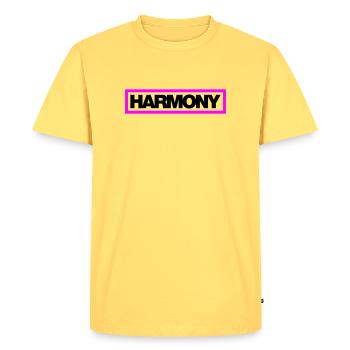 Typo HARMONY Contour 2C - T-shirt Premium bio Homme - jaune pastel - Devant - AI Model Male 185 dark (185cm)