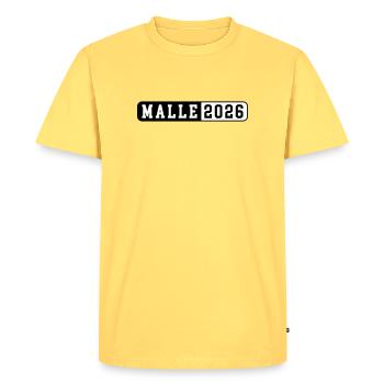 Malle 2026 - T-shirt Premium bio Homme - jaune pastel - Devant - AI Model Male 185 dark (185cm)