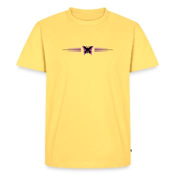 Ligne de symboles papillons - T-shirt Premium bio Homme - jaune pastel - Devant - AI Model Male 185 dark (185cm)