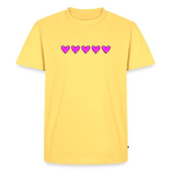 Ligne du cœur Amoureuse Amoureuse - T-shirt Premium bio Homme - jaune pastel - Devant - AI Model Male 185 dark (185cm)
