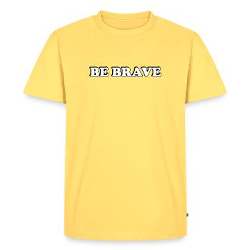 Soyez courageux - T-shirt Premium bio Homme - jaune pastel - Devant - AI Model Male 185 dark (185cm)