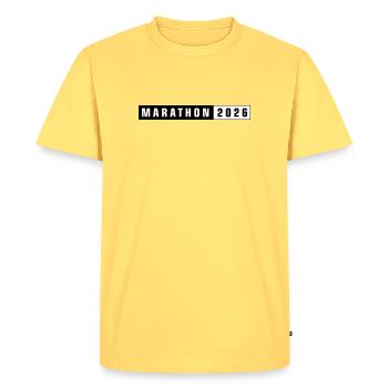 Marathon 2026 - Men's Premium Organic T-Shirt - sky yellow - Front - AI Model Male 185 dark (185cm)