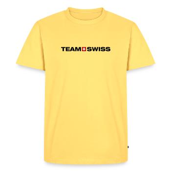 Équipe Suisse - T-shirt Premium bio Homme - jaune pastel - Devant - AI Model Male 185 dark (185cm)