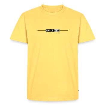 Malle 2026 - T-shirt Premium bio Homme - jaune pastel - Devant - AI Model Male 185 dark (185cm)