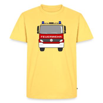 Fire Engine - Men's Premium Organic T-Shirt - sky yellow - Front - AI Model Male 185 dark (185cm)