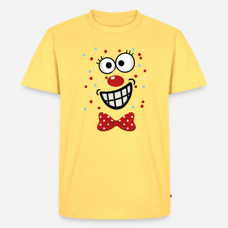 Fröhlicher Polka-Dot Clown - Männer Premium Bio T-Shirt - Pastellgelb