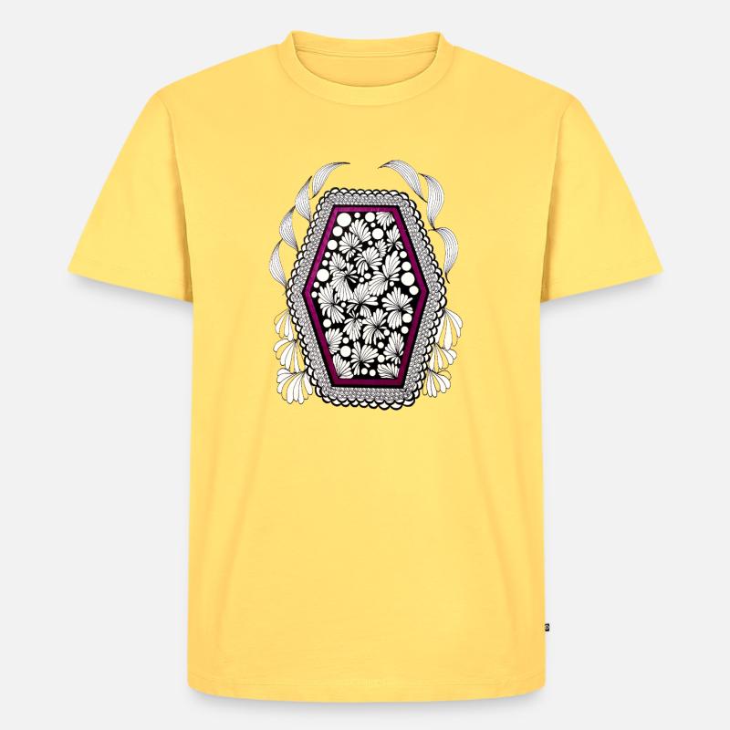 Blütenrahmen im Magenta-Frame - Männer Premium Bio T-Shirt - Pastellgelb