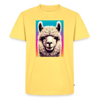 Alpaca - Men's Premium Organic T-Shirt - sky yellow - Front - AI Model Male 185 dark (185cm)