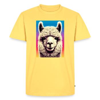 Alpaca - Men's Premium Organic T-Shirt - sky yellow - Front - AI Model Male 185 dark (185cm)