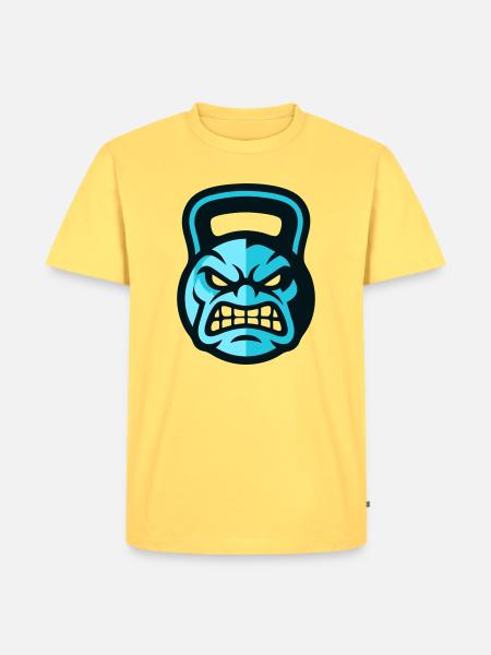 Workout Kettlebell Logo - Men's Premium Organic T-Shirt - sky yellow