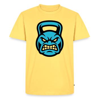 Kettlebell Face Logo - T-shirt Premium bio Homme - jaune pastel - Devant - AI Model Male 185 dark (185cm)