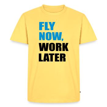 fly - Men's Premium Organic T-Shirt - sky yellow - Front - AI Model Male 185 dark (185cm)