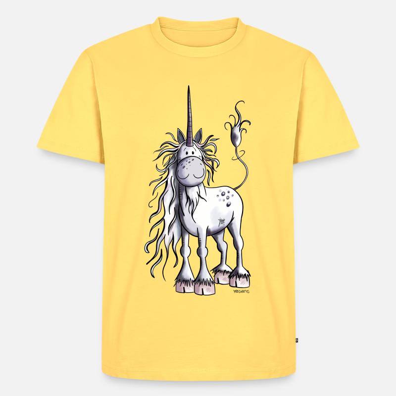 Es ist Einhorn Zeit - Männer Premium Bio T-Shirt - Pastellgelb