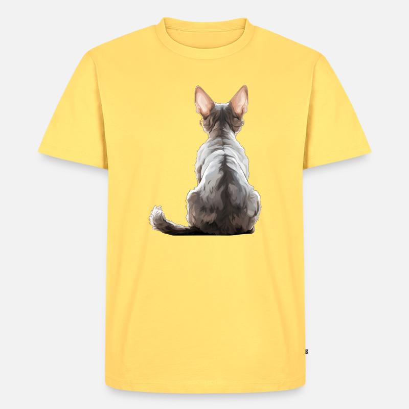 Devon Rex Katze - Männer Premium Bio T-Shirt - Pastellgelb