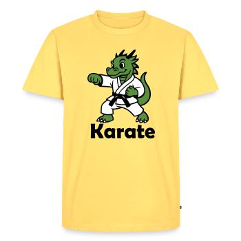 Karaté Dragon - T-shirt Premium bio Homme - jaune pastel - Devant - AI Model Male 185 dark (185cm)