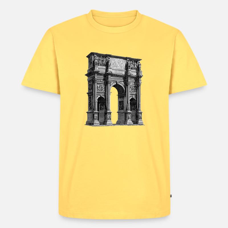 Römischer Triumphbogen – Antiker Stich - Männer Premium Bio T-Shirt - Pastellgelb