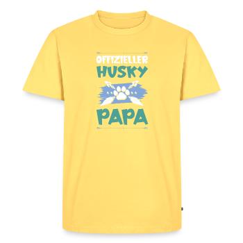papa chien husky - T-shirt Premium bio Homme - jaune pastel - Devant - AI Model Male 185 dark (185cm)