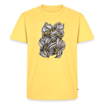Motif de feuilles noir et blanc - T-shirt Premium bio Homme - jaune pastel - Devant - AI Model Male 185 dark (185cm)