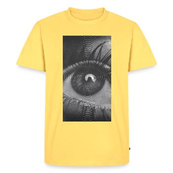 Spiral Eye: Hypnotic Gaze - Men's Premium Organic T-Shirt - sky yellow - Front - AI Model Male 185 dark (185cm)