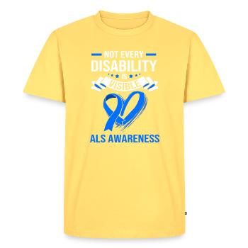 Maladie nerveuse SLA - T-shirt Premium bio Homme - jaune pastel - Devant - AI Model Male 185 dark (185cm)