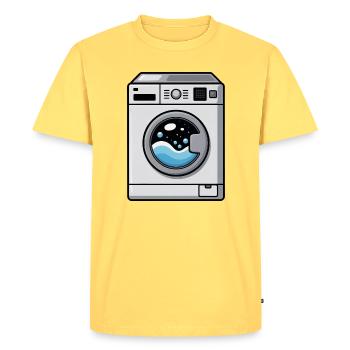 Machine à laver bande dessinée mignonne Kawaii - T-shirt Premium bio Homme - jaune pastel - Devant - AI Model Male 185 dark (185cm)