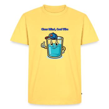 Esprit clair, ambiance cool - T-shirt Premium bio Homme - jaune pastel - Devant - AI Model Male 185 dark (185cm)