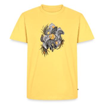 Noir Blossoms Accents d’orange - T-shirt Premium bio Homme - jaune pastel - Devant - AI Model Male 185 dark (185cm)