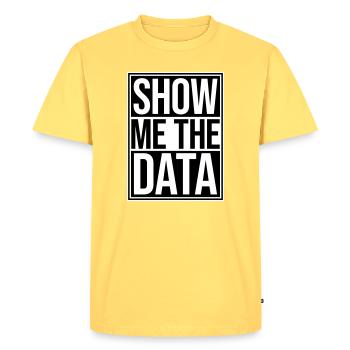 Montre-moi les données : Analyste nerd drôle sarcastique - T-shirt Premium bio Homme - jaune pastel - Devant - AI Model Male 185 dark (185cm)