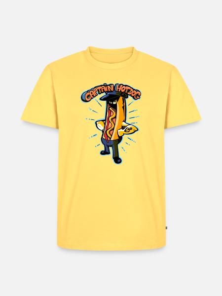 Captain Hotdog - Männer Premium Bio T-Shirt - Pastellgelb