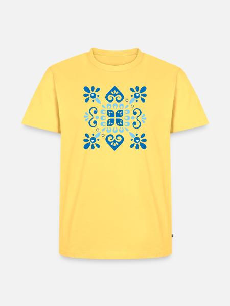 Azulejo Portugal - Männer Premium Bio T-Shirt - Pastellgelb