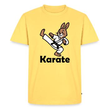 Karaté Lapin - T-shirt Premium bio Homme - jaune pastel - Devant - AI Model Male 185 dark (185cm)