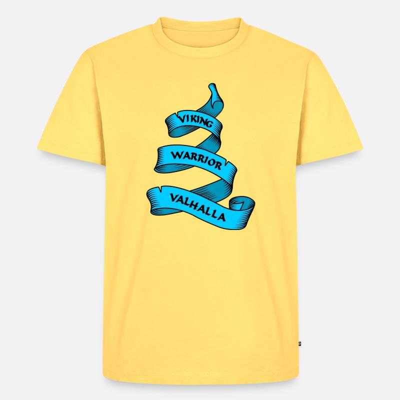 Wikinger Wimpel oder Banner blau - Männer Premium Bio T-Shirt - Pastellgelb