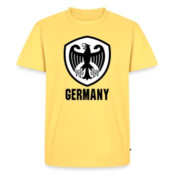 Federal Eagle Coat of Arms Germany - Men's Premium Organic T-Shirt - sky yellow - Front - AI Model Male 185 dark (185cm)
