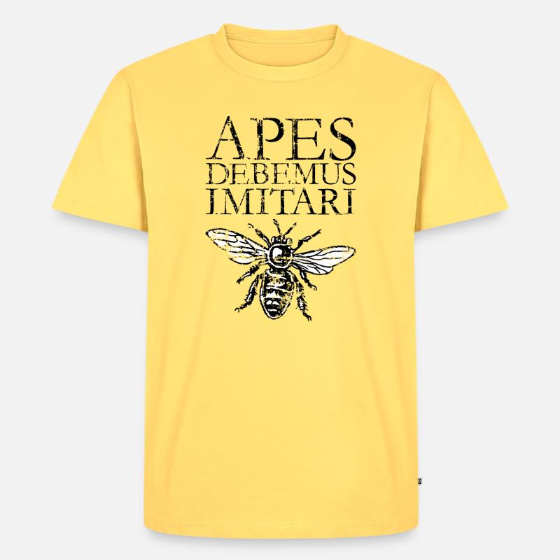 APES DEBEMUS IMITARI Imkerei Imker Spruch - Männer Premium Bio T-Shirt - Pastellgelb