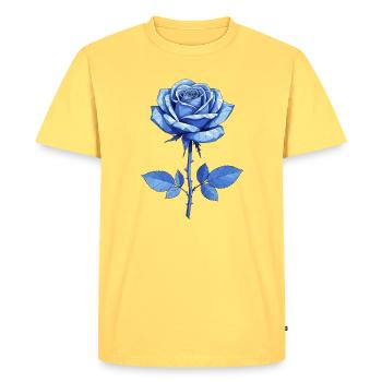 Rose bleue géométrique - T-shirt Premium bio Homme - jaune pastel - Devant - AI Model Male 185 dark (185cm)