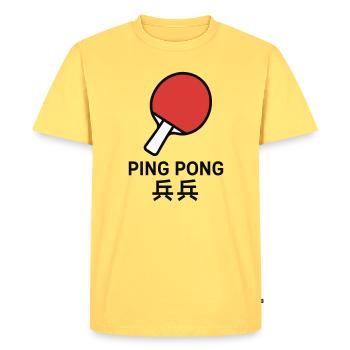 Ping-Pong Racket - Table Tennis - Men's Premium Organic T-Shirt - sky yellow - Front - AI Model Male 185 dark (185cm)
