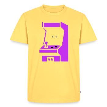 Arcade Silhouette Slot Machine - Men's Premium Organic T-Shirt - sky yellow - Front - AI Model Male 185 dark (185cm)
